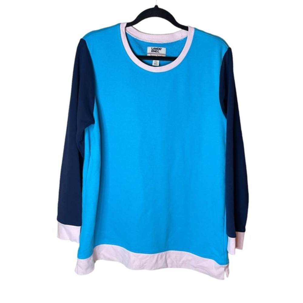 Lands’‎ End Serious Sweats Color block Pullover Sweatshirt Crewneck Size Large